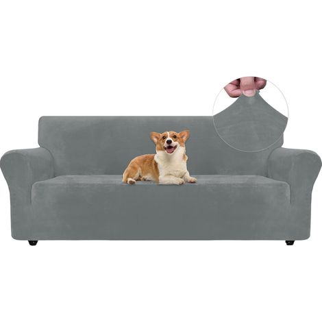 1 Housse de canapé, Tissu velours extensible, Protection animaux, Universel 3 places, Salon