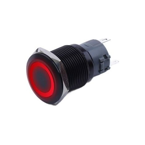 Pulsador monoestable negro antivandálico 250V 5A 19x38MM rojo (1/4)