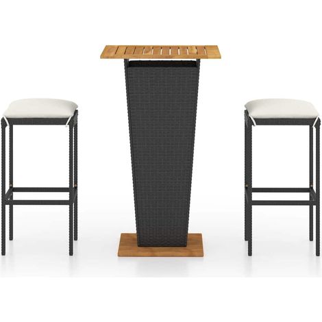 Maison Exclusive - Set Bar da Giardino 3 pz con Cuscini in Polyrattan Nero (1/5)