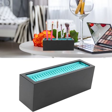 Kosmetikaufbewahrungsbox aus ABS-Silikon (18,5 x 6,5 x 5,5 cm), Schwarz/Blau, großes Fassungsvermögen, 247 g, vielseitig verwendbar, Make-up-Etui (1/5)