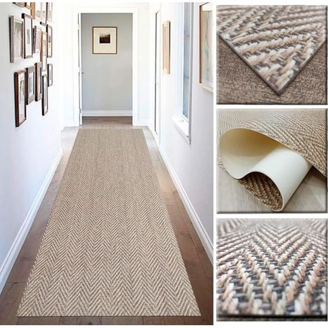 Tapis Vinyle à Chevrons pour Cuisine, Couloir, Couleur Marron, Beige, Effet Naturel numérisé. (1/5)