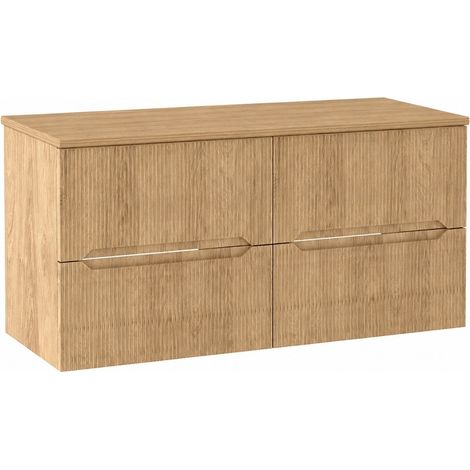 Meuble sous vasque suspendu avec plan L.120 cm effet chêne Hikora NOVO Furnidea (1/5)