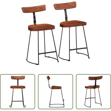Bois de manguier - Tabourets de bar lot de 2 49x43x79 cm bois de manguier massif (1/5)