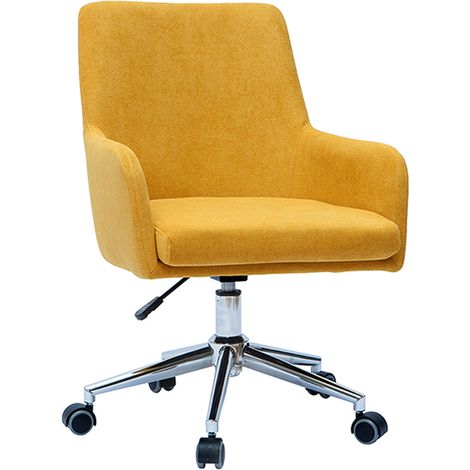 Poltrona da ufficio design effetto velluto giallo senape SHANA