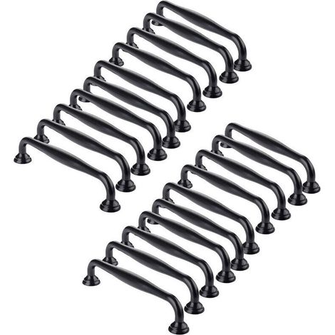 20pcs Poignée de Porte 128mm Entraxe Noir Bâton Cuisine Armoire Tiroir Chambre Tirer (1/4)
