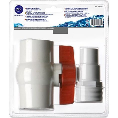Filterventil öffnen/schließen 1/4 Umdrehung + 2 gerillte Endkappen Ø 38mm