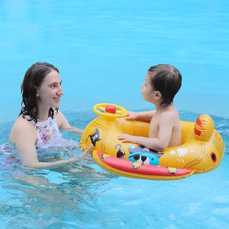 Bateau de pirate gonflable pour enfants de 2 à 6 ans (jaune) l'été (1/5)