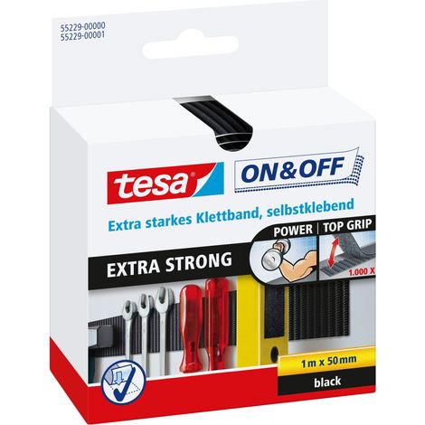 TESA On & Off 55229-00-01 Klettband zum Aufkleben Haft- und Flauschteil, extrastark (L x B) 1000 mm (1/5)