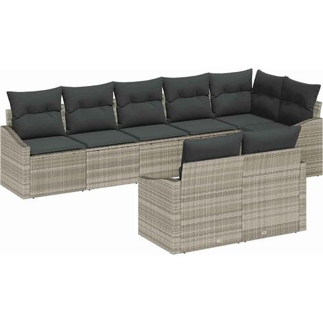 Maison Exclusive - Sofa Set mit Kissen 8 pcs Hellgrau Poly Rattan