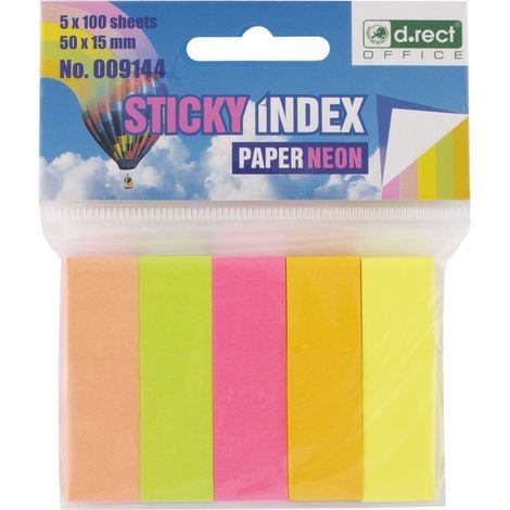 Pestañas de índice de papel 15x50mm 5x100pcs neón 12pcs (1/5)