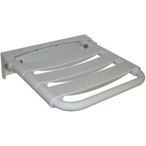 Siège de douche rabattable en inox 304 avec lattes en polypropylène blanc - Regiplast (1/2)