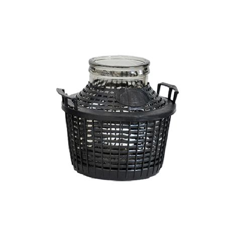 Dame-jeanne en verre 5 litres – Goulot large 11,5 cm – Revêtement poignée plastique – Bouchon vinaigre d'huile de vin – Inferramenta