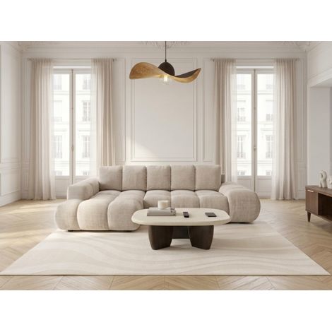 BOBOCHIC - Canapé d'angle convertible SAMBA tissu texturé Angle gauche  Beige (1/5)
