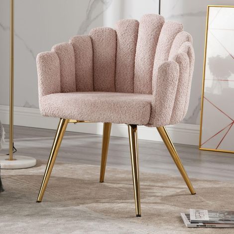 Wahson Armchair in Faux Fur Upholstered Occasional Chair with Elegant Backrest Modern Accent Chair for Bedroom Living Room, Pink (1/5)