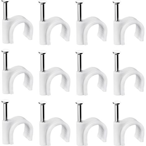 Confezione da 400 fermacavi da parete per rack, varie misure, bianchi, rotondi e robusti (6 mm), per la gestione dei cavi. - AquaForge (1/5)