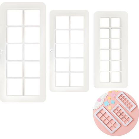 Emporte-pièces carrés pâtisserie - 3 pièces - Convient pour fondant, gâteaux, cookies Étiquette (1/5)