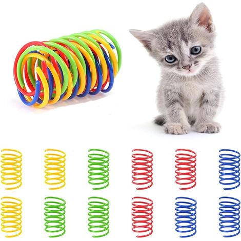 40 federbelastete Katzenspielzeuge, Kunststofffedern, für Haustiere