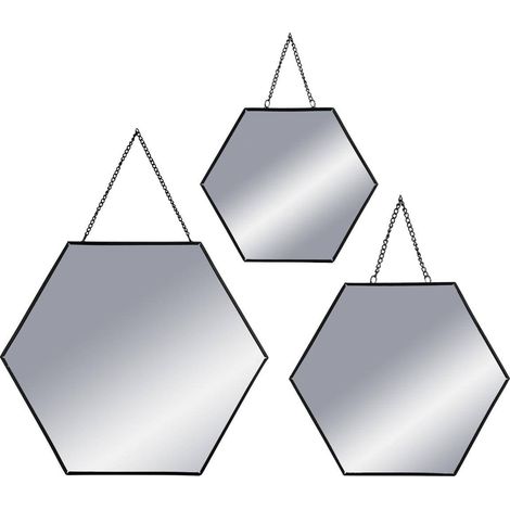 Set di 3 specchi neri l20 25 30cm - Atmosphera créateur d'intérieur