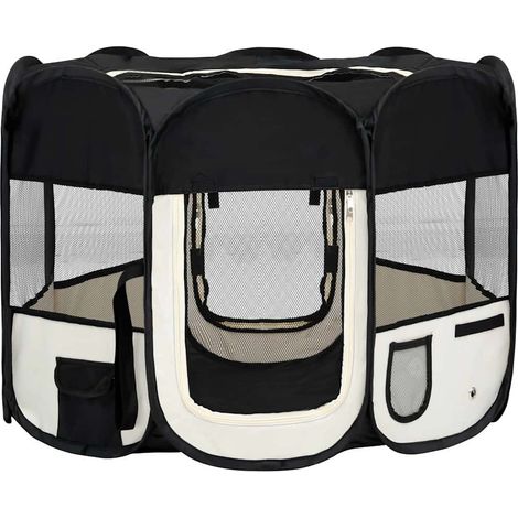 Foldable Dog Playpen with Carrying Bag Black 90x90x58 cm vidaXL
