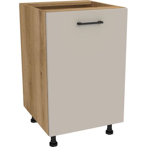 Mueble bajo de cocina Capri 50, cuerpo Evoke Oak, frontal Cashmere Matt. (1/3)
