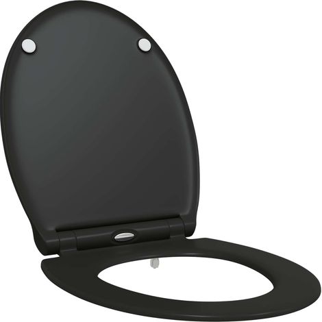 Siège de toilette Noir 47 x 37,5 x 3,8 cm Duroplast