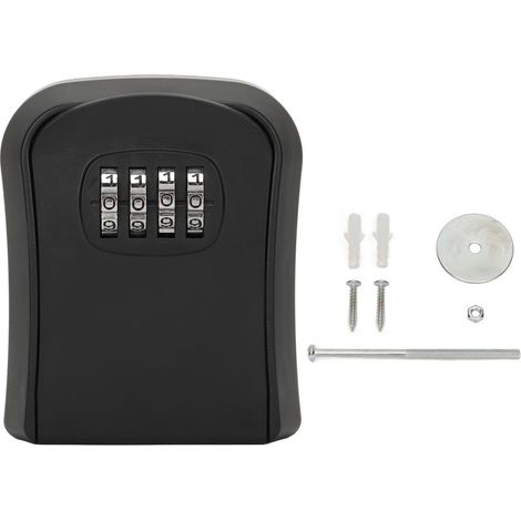 Boite a Clefs,Murale Boite a Clé,Boîte à Clé à Combinaison à 4 Chiffres en ABS,pour Maison Bureau Appartement et Extérieur(Noir)