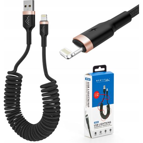 Cable USB a Lightning de 1,5 m y 3 A, cable trenzado resistente para cargador de coche, conector USB a Lightning, cable para cargador de coche. (1/5)