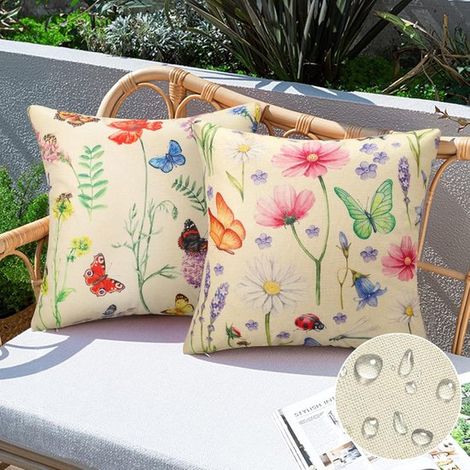 Wasserdichte Outdoor-Kissenbezüge 40 x 40 cm – 2er-Set – Ideal für Balkon, Terrasse und Garten (1/5)