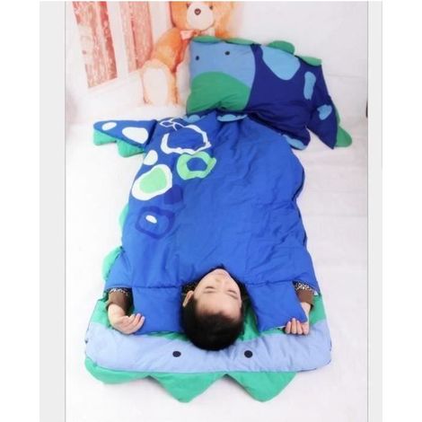 Mignon Sac de Couchage Enfant Duvet Enfant avec Oreiller 14060cm (dinosaure bleu) Convient aux enfants jusqu\'à 1,15 mètres d T0CB88