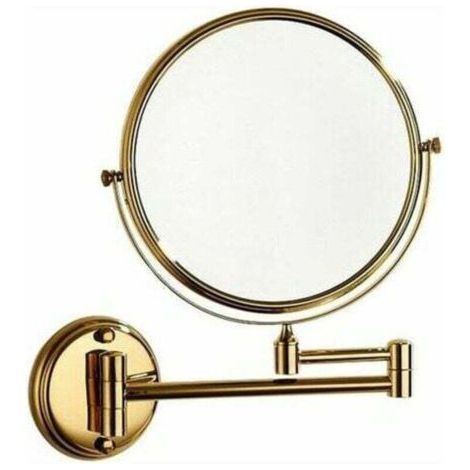 Miroir de vanité mural en laiton de 8 pouces, avec un grossissement de 3X, disponible en couleur or. (1/3)
