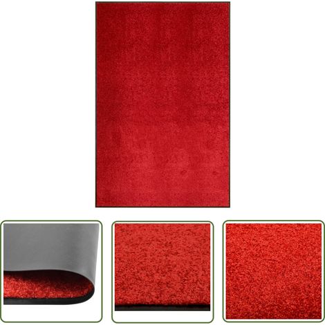 The Living Store Paillasson lavable Rouge 120x180 cm - Tapis D'entrée - Paillasson Extérieur - Paillasson Intérieur - Tapis Absorbant - Tapis Lavable (1/5)
