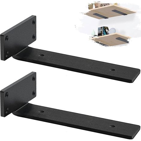 Set di 2 staffe per mensole a muro, stile industriale, resistenti, spessore 5 mm, supporto per mensole a muro (30 cm) (1/2)