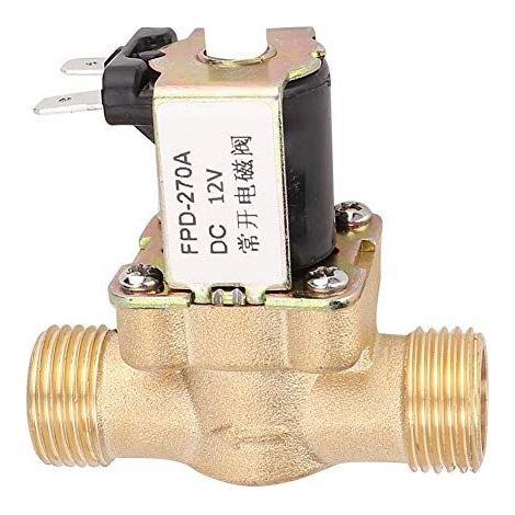 Normalerweise offenes Magnetventil aus Messing für den Wassereinlass, G1/2 Zoll, geeignet für Wasser, Betriebstemperatur 0 bis 85 °C. (DC 12 V)
