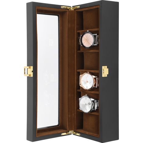 Coffret de rangement pour montres homme à 6 emplacements, présentoir en bois pour montres. (1/5)