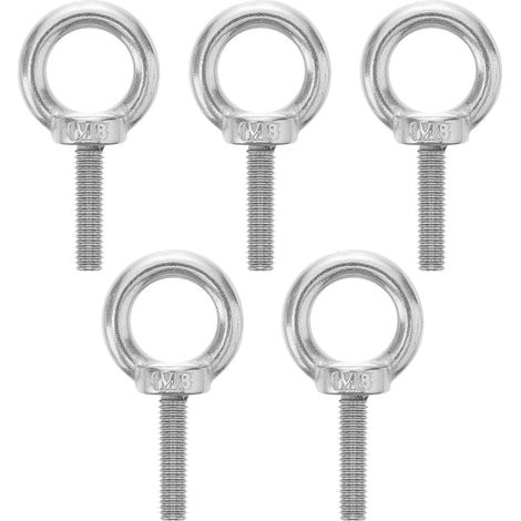 5pcs Pitons à Œil M8x30 en Acier Inoxydable 304 Haute Dureté et Résistance à L'oxydation pour Levage Industriel et Manutention Portuaire (1/5)