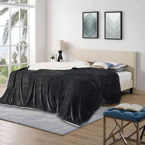 WOLTU Kuscheldecke Flauschige Sherpa Wolldecke, super Dicke Warme Fleecedecke als Sofadecke Bettdecke anthrazit 150x200cm (1/4)