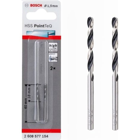 Bosch Professionel HSS- PointTeQ Ø 1,5 x 18 x 40 mm 2 Stk.Metallbohrer
