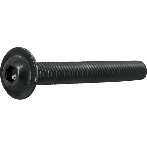 Linsenschrauben M6x10 Linsenkopfschrauben mit Innensechskant und Flansch ISO7380, schwarz verzinkt
