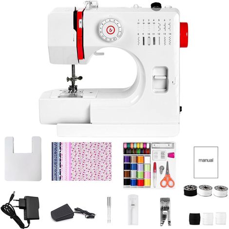 728 Machine à Coudre Électrique Pour Débutants, Portable, 14 Points Différents, Avec Table d’Extension Amovible Et Kit Accessoires, Facile Pour Débutants Electrique Portable, Maison (1/5)