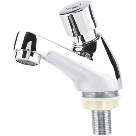 Robinet Temporisé Lave Main Lavabo Robinet Chromé Fermeture Automatique Robinet D'économie D'eau Robinet pour Cuisine Salle de Bain Lave-main WC (1/5)