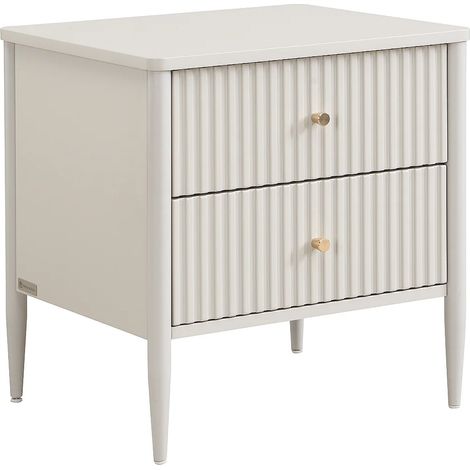 Comodino 2 cassetti MDF - Beige e dorato - CALITARO (1/5)