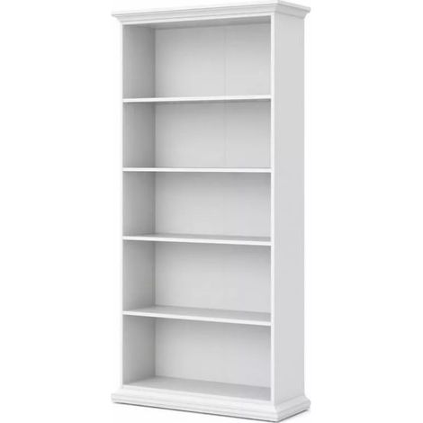 libreria "paris" bianca con 4 ripiani, 96x36x200 cm