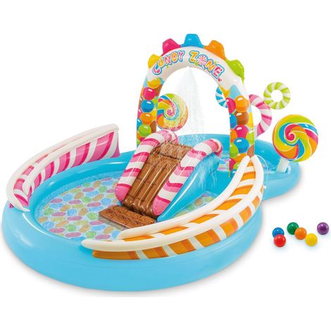 Atmosphera – Centre de jeux gonflable Intex Dinoland avec toboggan et pataugeoire – Dimensions H 111 cm x L 330 cm x l 230 cm – Capacité 280 litres (1/5)