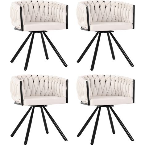 Sillas de comedor giratorias de terciopelo beige, 4 unidades, con patas metálicas (1/5)
