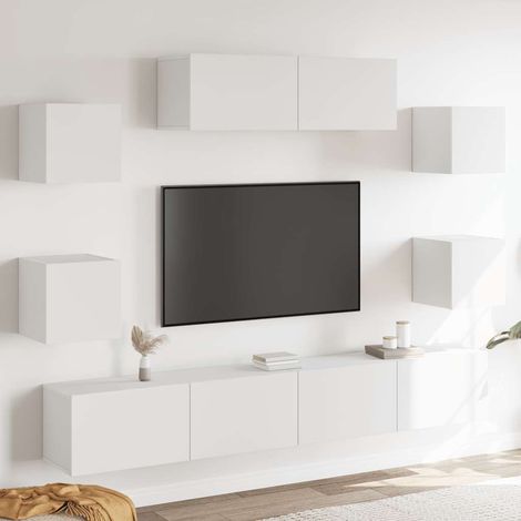 Ensemble de meubles TV 7 pcs-Banc TV-Meuble Télé Blanc Bois d'ingénierie 972895 (1/5)