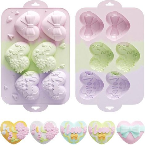 2 moldes de chocolate con forma de corazón,moldes de silicona 3D con forma de corazón para chocolate,pudín y jabones artesanales (1/5)
