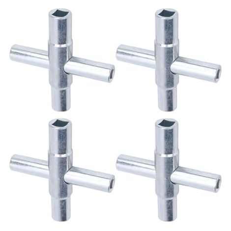 Clé d’Eau de Robinet Sillcock à 4 Voies Jeu 4 Clés Tailles 1/9 5/16 11/32 Pouces Acier Galvanisé pour Radiateur (1/5)
