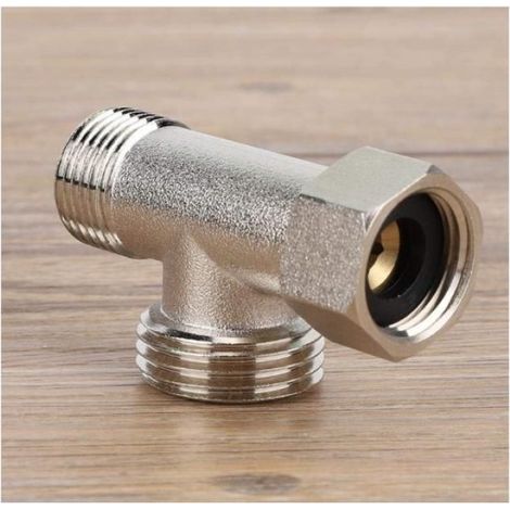 Robinet WC 3 Voies, 2 Pièces Valve De Connexion à 3 Voies Vanne Dérivation Douche Adaptateur De Vanne De Chasse D'Eau (EU3/8) (1/5)
