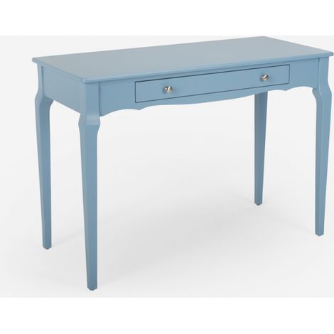 Tavolino consolle scrivania mobile ingresso shabby chic legno 106x47cm Toscano - Azzurro