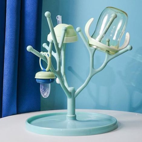 (Blauer) Babyflaschen-Trockenständer – Hochwertiges PP-Material – Blau (1/4)